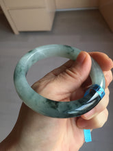 Load image into Gallery viewer, 卖了 56mm Certified Type A 100% Natural icy watery dark green/white//black Jadeite Jade bangle BL59-8587
