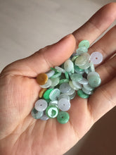 Load image into Gallery viewer, 8.5-9mm 100% Natural type A icy watery sunny green purple yellow safe and sound donut jadeite Jade dangling earring group BQ39
