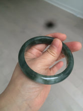 Load image into Gallery viewer, 卖了  57.7mm Certified Type A 100% Natural oily dark green/black/white Jadeite Jade bangle AM86-0393
