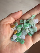 Load image into Gallery viewer, 8.5-9mm 100% Natural type A icy watery sunny green purple yellow safe and sound donut jadeite Jade dangling earring group BQ39
