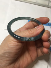 Load image into Gallery viewer, 54.8mm Certified Type A 100% Natural dark green/blue/gray Guatemala slim round cut Jadeite bangle PD182-2480
