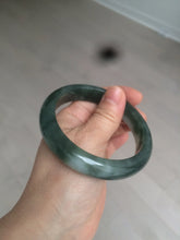 Load image into Gallery viewer, 卖了  57.7mm Certified Type A 100% Natural oily dark green/black/white Jadeite Jade bangle AM86-0393
