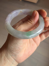 Load image into Gallery viewer, 53.3mm 100% Natural type A sunny green purple brown gray white carved flowers and golden-painted Jadeite Jade bangle BG231-5035
