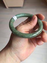 Load image into Gallery viewer, 55.5mm Certified Type A 100% Natural  dark green/gray round cut Jadeite Jade bangle D155-5370
