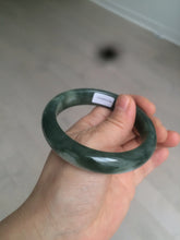 Load image into Gallery viewer, 卖了  57.7mm Certified Type A 100% Natural oily dark green/black/white Jadeite Jade bangle AM86-0393
