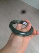 Load image into Gallery viewer, 卖了  57.7mm Certified Type A 100% Natural oily dark green/black/white Jadeite Jade bangle AM86-0393
