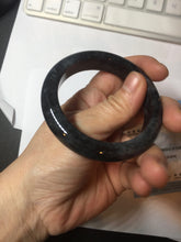Load image into Gallery viewer, 52.5mm certified Type A 100% Natural yellow black(WuJi) black Jadeite Jade bangle PB105-3090
