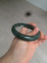 Load image into Gallery viewer, 卖了  57.7mm Certified Type A 100% Natural oily dark green/black/white Jadeite Jade bangle AM86-0393
