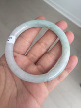 Load image into Gallery viewer, 56mm certified 100% natural type A icy watery white/light green round cut jadeite jade bangle BH83-9114
