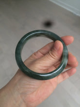 Load image into Gallery viewer, 卖了  57.7mm Certified Type A 100% Natural oily dark green/black/white Jadeite Jade bangle AM86-0393
