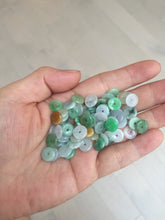 Load image into Gallery viewer, 8.5-9mm 100% Natural type A icy watery sunny green purple yellow safe and sound donut jadeite Jade dangling earring group BQ39
