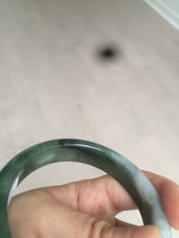 Load image into Gallery viewer, 卖了  57.7mm Certified Type A 100% Natural oily dark green/black/white Jadeite Jade bangle AM86-0393
