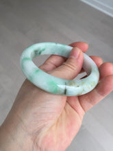 Load image into Gallery viewer, 55.8mm certified type A 100% Natural sunny green white white green flying flowers jadeite jade bangle AX129-5234
