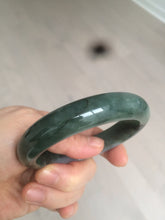 Load image into Gallery viewer, 卖了  57.7mm Certified Type A 100% Natural oily dark green/black/white Jadeite Jade bangle AM86-0393
