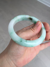 Load image into Gallery viewer, 55.8mm certified type A 100% Natural sunny green white white green flying flowers jadeite jade bangle AX129-5234
