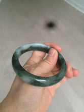 Load image into Gallery viewer, 卖了  57.7mm Certified Type A 100% Natural oily dark green/black/white Jadeite Jade bangle AM86-0393
