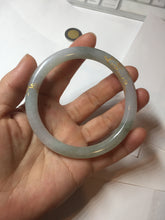 Load image into Gallery viewer, 60mm 100% Natural type A light green/white carved and golden-painted round cut Jadeite Jade bangle PC71
