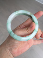 Load image into Gallery viewer, 55.8mm certified type A 100% Natural sunny green white white green flying flowers jadeite jade bangle AX129-5234
