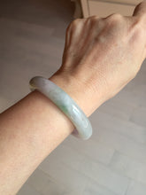 Load image into Gallery viewer, 53.3mm 100% Natural type A sunny green purple brown gray white carved flowers and golden-painted Jadeite Jade bangle BG231-5035
