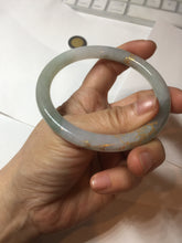 Load image into Gallery viewer, 60mm 100% Natural type A light green/white carved and golden-painted round cut Jadeite Jade bangle PC71
