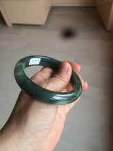 Load image into Gallery viewer, 卖了  57.7mm Certified Type A 100% Natural oily dark green/black/white Jadeite Jade bangle AM86-0393
