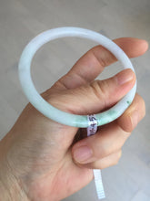 Load image into Gallery viewer, 60.9mm 100% natural Type A light purple white slim round cut jadeite jade bangle BM109-4524
