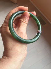 Load image into Gallery viewer, 57.2mm 100% Natural dark green(碧玉)  round cut nephrite Jade bangle HHF
