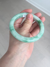 Load image into Gallery viewer, 60.5mm certified type A 100% Natural sunny green/white Jadeite Jade bangle B115-8218
