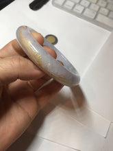 Load image into Gallery viewer, 58.5mm Certified 100% Natural type A icy watery green/light purple carved and golden-painted Jadeite Jade bangle PC72-(0855)
