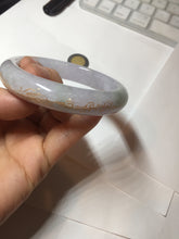 Load image into Gallery viewer, 58.5mm Certified 100% Natural type A icy watery green/light purple carved and golden-painted Jadeite Jade bangle PC72-(0855)
