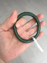 Load image into Gallery viewer, 57.2mm 100% Natural dark green(碧玉)  round cut nephrite Jade bangle HHF
