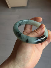 Load image into Gallery viewer, 56mm Certified Type A 100% Natural icy watery dark green/white//black Jadeite Jade bangle BL61-8578
