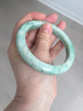 Load image into Gallery viewer, 60.5mm certified type A 100% Natural sunny green/white Jadeite Jade bangle B115-8218
