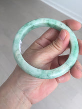 Load image into Gallery viewer, 60.5mm certified type A 100% Natural sunny green/white Jadeite Jade bangle B115-8218
