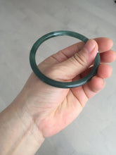 Load image into Gallery viewer, 58.2mm Certified Type A 100% Natural deep sea dark green/blue/gray/black slim round cut Guatemala Jadeite bangle BS46-2436
