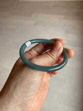 Load image into Gallery viewer, 48mm Certified Type A 100% Natural deep sea green/blue/gray/white oval round cut Guatemala Jadeite bangle KS95-2468
