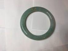 Load image into Gallery viewer, 60mm 100% Natural type A lake watery green/white carved and golden-painted chubby round cut Jadeite Jade bangle PC73
