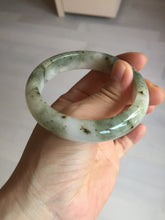 Load image into Gallery viewer, 56.4mm Certificated dark green/black/white with floating seaweed jadeite jade bangle BP21-4072
