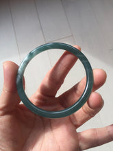 Load image into Gallery viewer, 53.1mm Certified Type A 100% Natural icy watery deep sea dark green/blue/gray/black slim round cut Guatemala Jadeite bangle D152-2444
