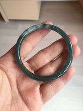 Load image into Gallery viewer, 53.1mm Certified Type A 100% Natural icy watery deep sea dark green/blue/gray/black slim round cut Guatemala Jadeite bangle D152-2444
