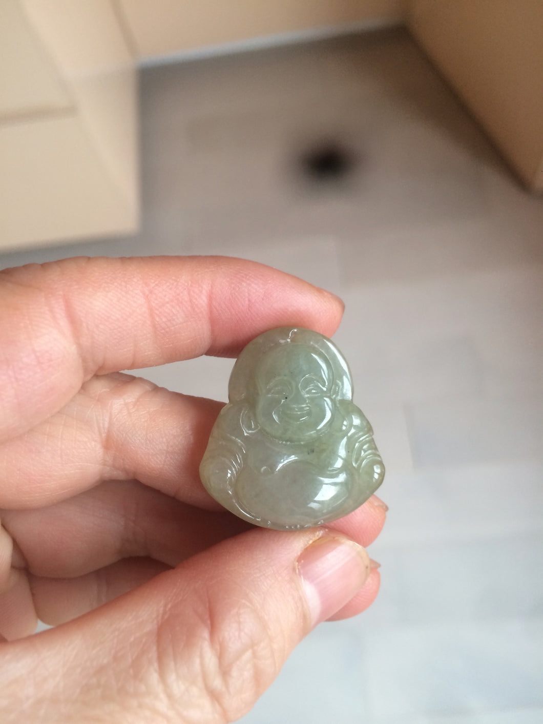 100% Natural type A dark green/gray happy buddha jadeite Jade pendant necklace group BG8