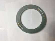 Load image into Gallery viewer, 55.5mm 100% Natural type A icy watery green/blue carved and golden-painted chubby round cut Jadeite Jade bangle PC74
