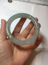 Load image into Gallery viewer, 55.5mm 100% Natural type A icy watery green/blue carved and golden-painted chubby round cut Jadeite Jade bangle PC74
