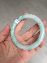 Load image into Gallery viewer, 56.5mm 100% natural type A white/sunny green round cut jadeite jade bangle BL108
