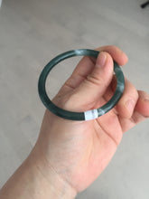 Load image into Gallery viewer, 54mm Certified Type A 100% Natural deep sea dark green/blue/gray/black slim round cut Guatemala Jadeite bangle BS45-2440
