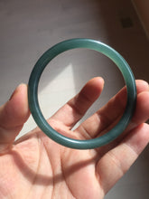 Load image into Gallery viewer, 56.9mm Certified Type A 100% Natural icy watery deep sea dark green/blue/gray/black slim round cut Guatemala Jadeite bangle D151-2438
