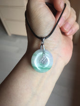 Load image into Gallery viewer, 23.5/4.9mm Type A 100% Natural light purple yellow Jadeite Jade Safety Guardian Button donuts Pendant BP115
