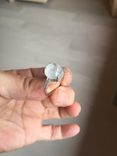 Load image into Gallery viewer, 100% Natural icy white clear ShuiMo Jade(水沫玉,foam of the water, quartzite) ring XY106
