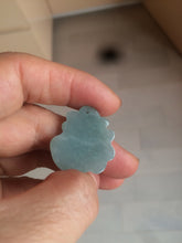 Load image into Gallery viewer, 100% Natural icy watery blue/green/gray jadeite jade blessed fortune pendant BG7
