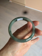 Load image into Gallery viewer, 54.8mm certified type A 100% Natural oily dark green/gray Jadeite Jade bangle M90-2873
